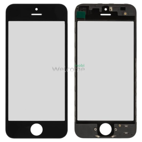 Стекло корпуса iPhone 5S,iPhone SE с OCA-пленкой и рамкой black (оригинал)