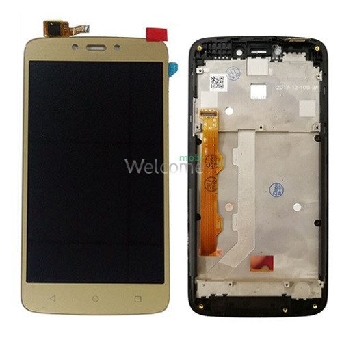 Дисплей Motorola XT1723 Moto C Plus в зборі з сенсором та рамкою gold