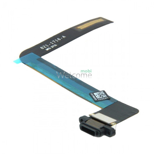 Шлейф iPad Air (iPad 5),iPad 9.7 2017,iPad 9.7 2018 коннектора зарядки, с компонентами, black (оригинал)