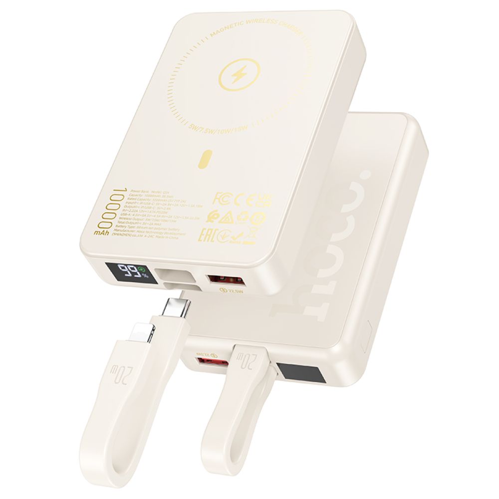 Універсальна Мобільна Батарея Power Bank Hoco Q24 Elegant 22.5W+PD20W with cable and magnetic 10000mAh Колір Чорний