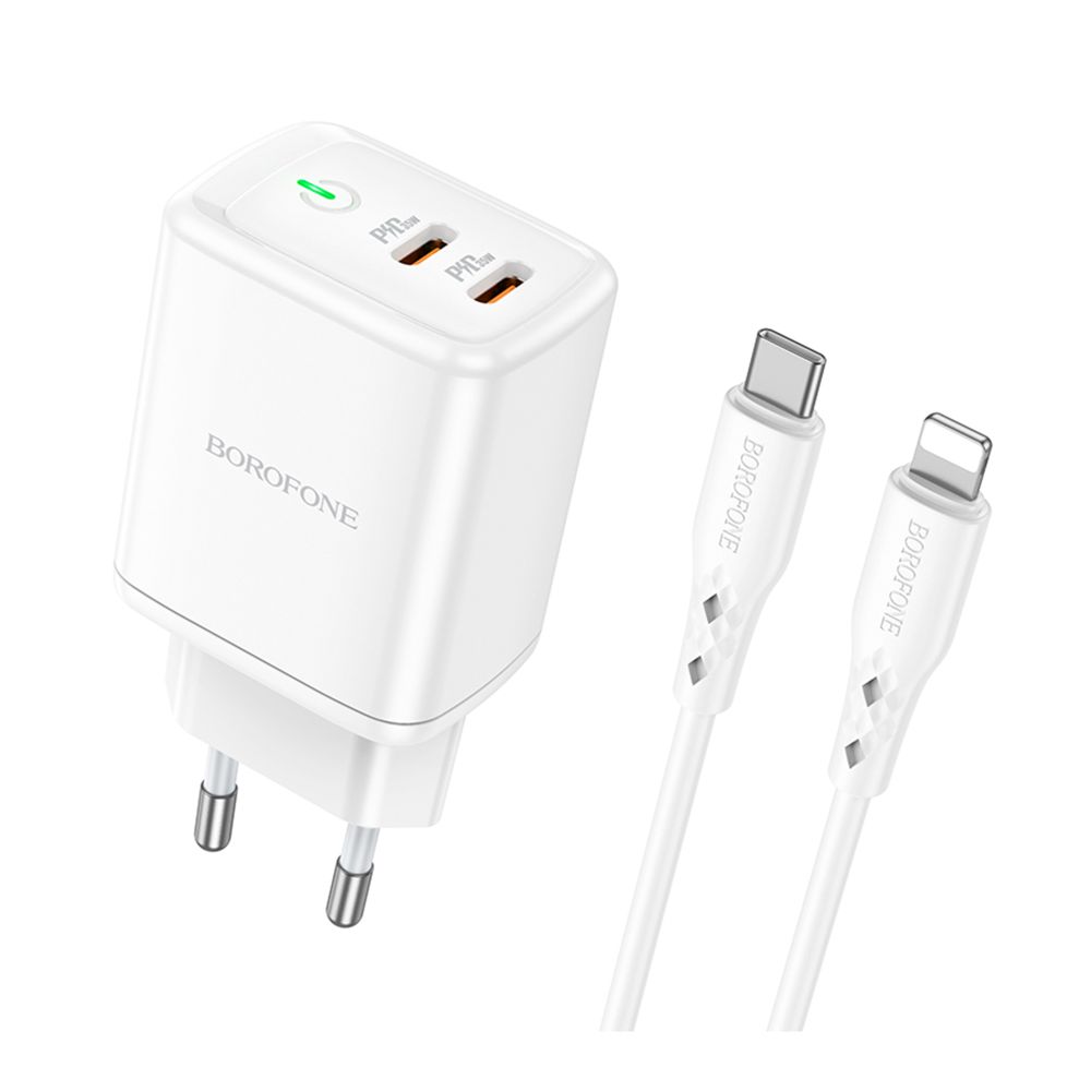 Мережевий Зарядний Пристрій Borofone BN9 Reacher PD/QC 35W Type-C to Lightning Колір Бiлий