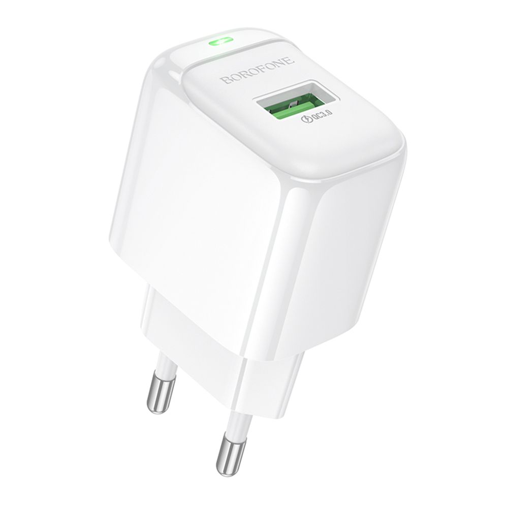 Мережевий Зарядний Пристрій Borofone BAS42A 1USB QC3.0 18W Колір Бiлий