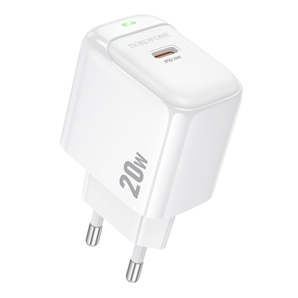 Мережевий Зарядний Пристрій Borofone BAS43A 1USB-C PD/QC 20W Колір Бiлий