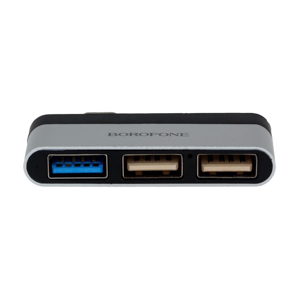 Перехідник Borofone DH1 Type-C to USB 3.0 / 2USB Колір Сталево-Чорний