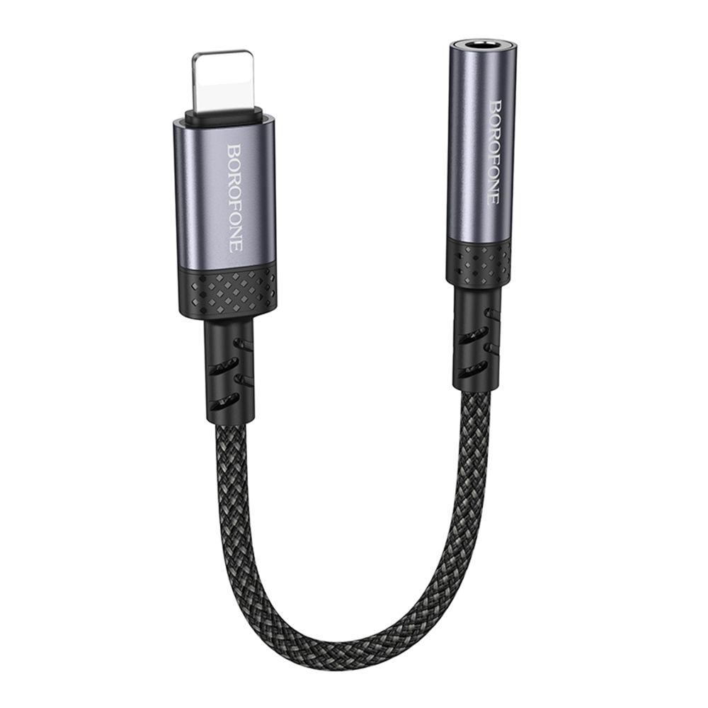 Перехідник Borofone BV24 iP to AUX 3.5mm (female) 15cm Колір Сiрий
